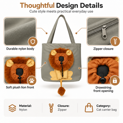 Lion Shaped Pet Carrier Tote Bag